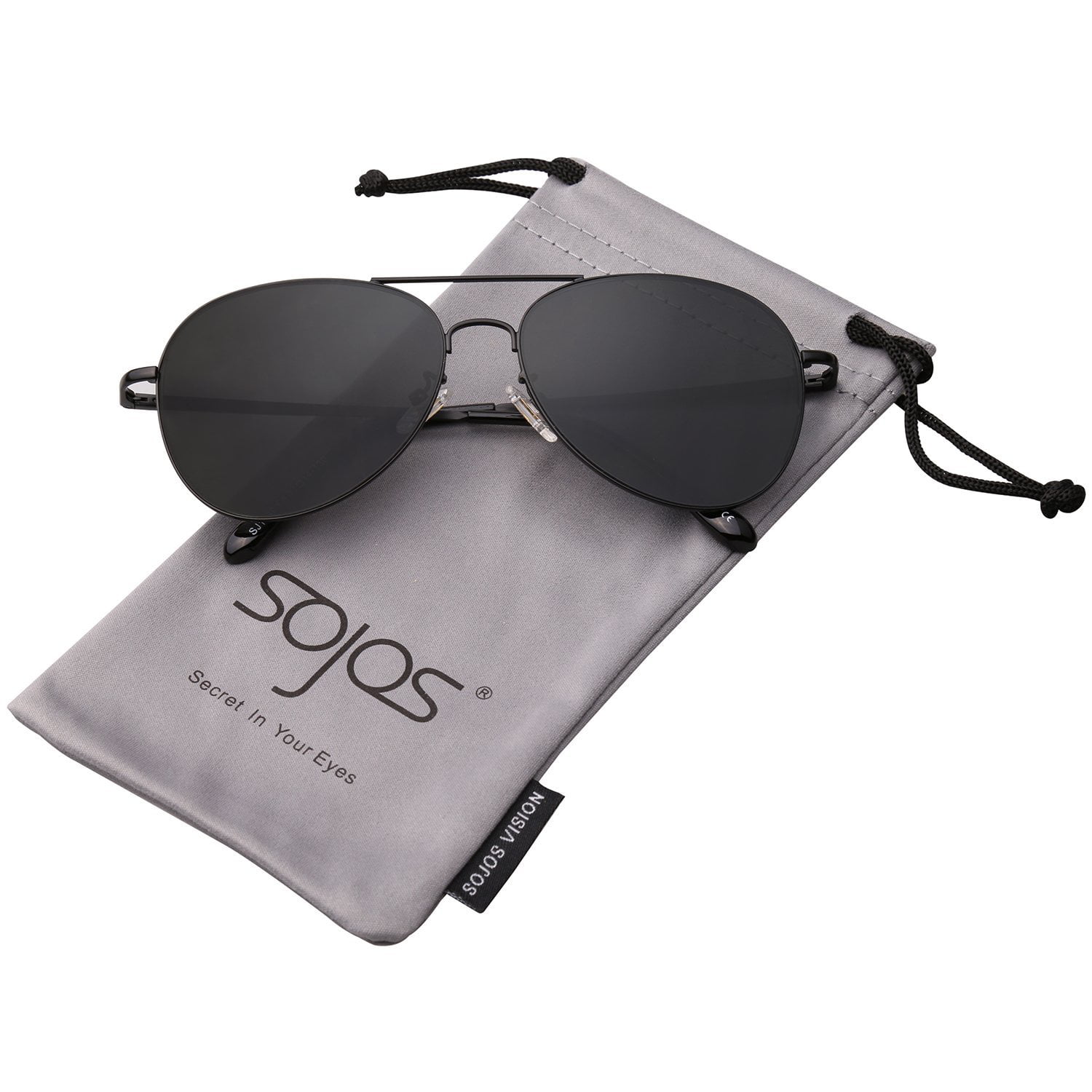 black Aviator Sunglasses For Women Metal Frame Mirrored Sunglasses