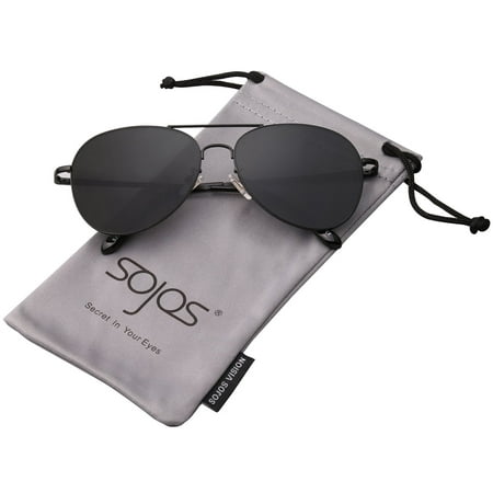 SojoS Classic Aviator Mirrored Flat Lens Sunglasses Metal Frame with Spring Hinges SJ1030