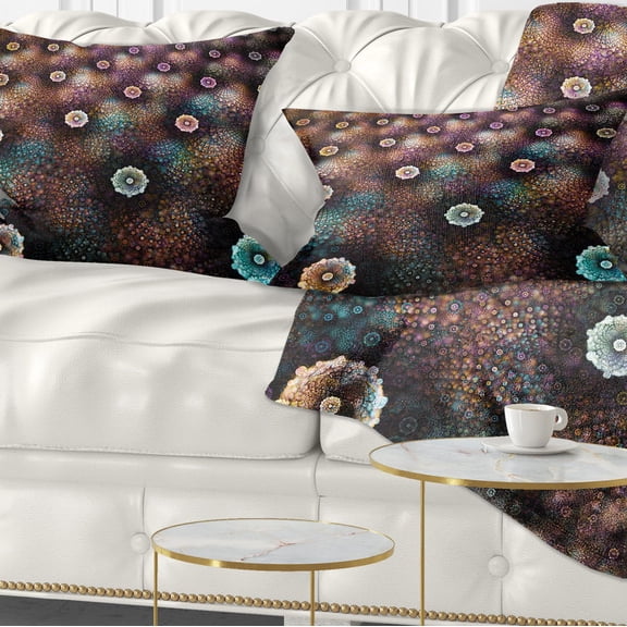 Designart Brown Flowers on Alien Planet - Floral Throw Pillow - 12x20