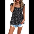 thumbnail image 2 of Blusas Tipo Túnica de Verano para Mujer, Blusas Informales Elegantes, Holgadas, de Corta. Negro M, 2 of 10