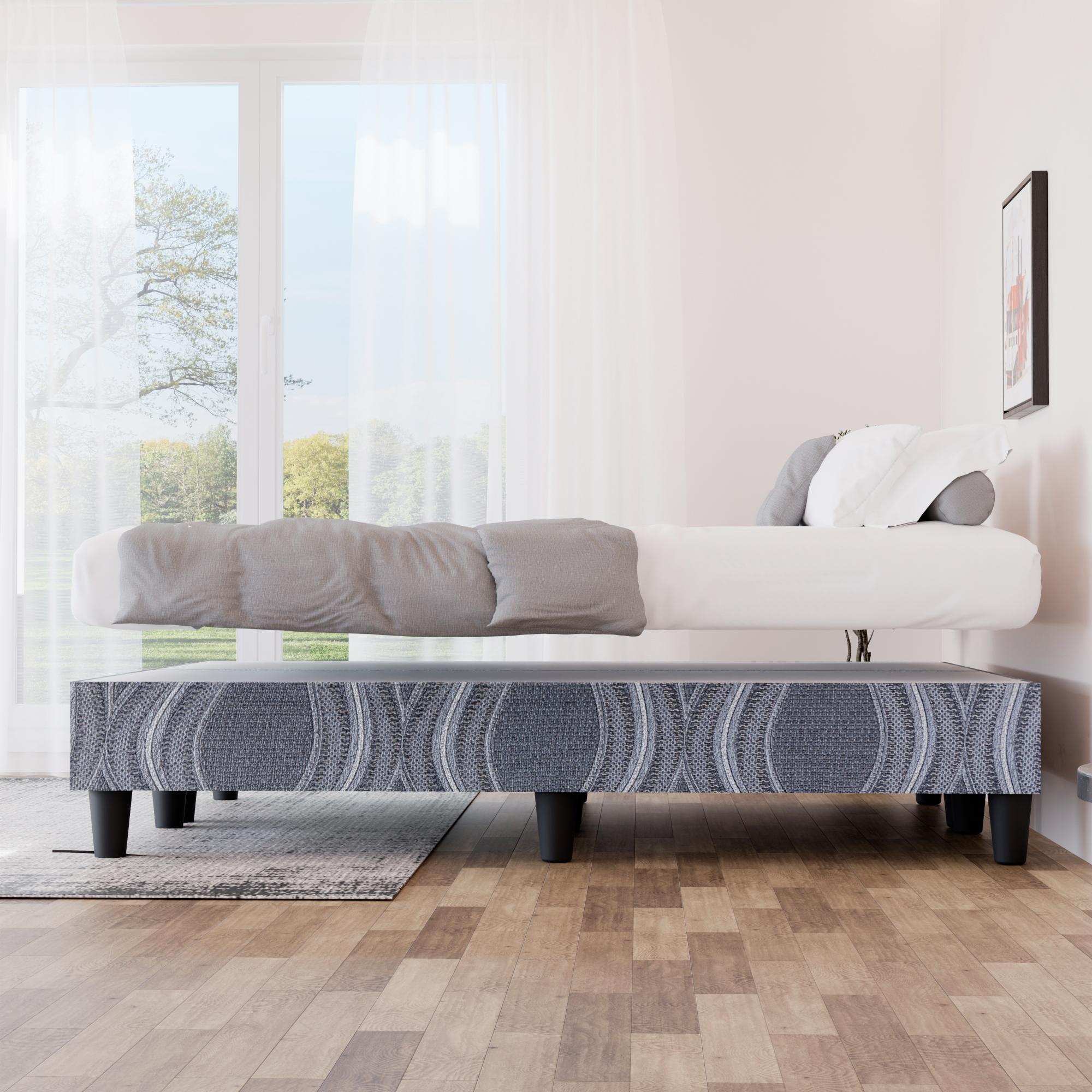 Continental Sleep, 8" Wood Box Spring/Foundation with Legs for Mattress Support, Heavy-Duty Structure, Fully Assembled, No Need for Bed Frame, Queen, Black