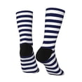 thumbnail image 5 of Uemuo Navy Blue And White Stripes Pattern Women's Crew Socks, Soft Durable Breathable Moisture-Wicking with Odor Control Cotton socks, 5 of 9