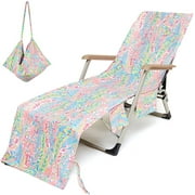 Clearance：Beach Chair Towel Chaise Lounge Cover with Pockets Pool Chair Towel for Outdoor Patio Garden