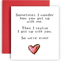CCOCC We Put up with Each Other! Funny Wedding Anniversary Card - Birthday Cards for Him - Birthday Cards for Her - Witty Card for Husband - Banter Card for Wife - A5
