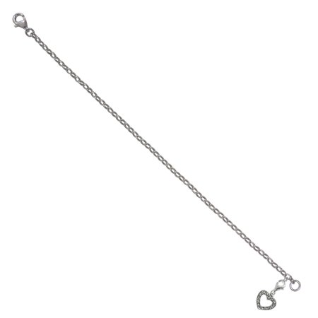 Sterling Silver Marcasite Ribbon - MARC Sterling Silver & Swarovski Marcasite Tiny Open Heart Charm in 7.25