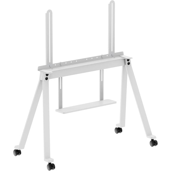 PEGZONE Easel Rolling TV Stand for 49–75 Inch TVs with Storage Shelf, Mobile Floor TV Cart with Locking Wheels, VESA 200x200 to 600x400, Load Capacity 88 lbs, White