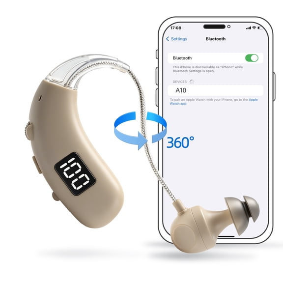 AuyeeSnc Single Bluetooth Hearing Aid for Seniors - Digital Rechargeable,Music Playback,Long Use Battery,Left Or Right Side