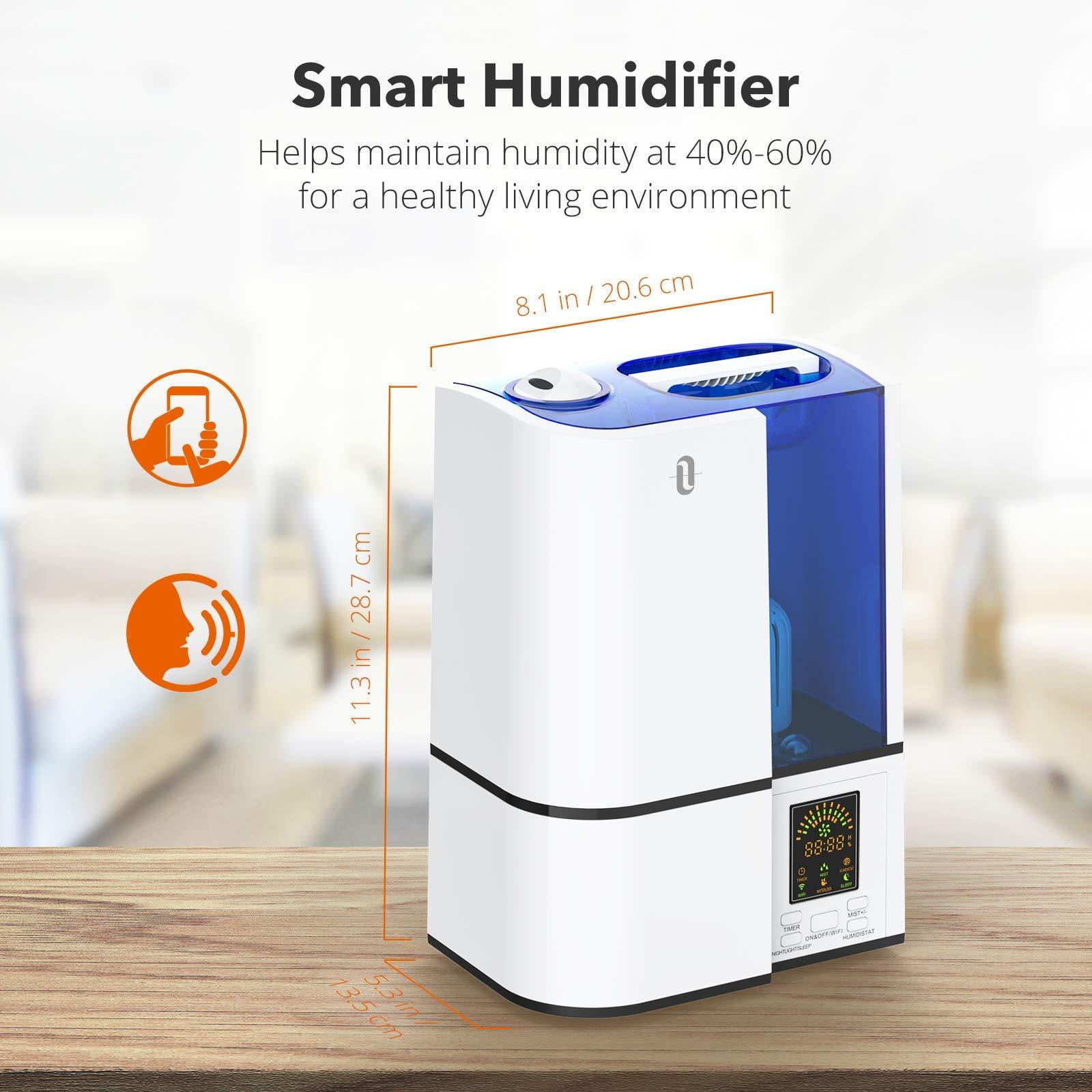 4L Cool Mist Humidifier for Bedroom with LED Display TaoTronics Humidifiers WiFi Smart
