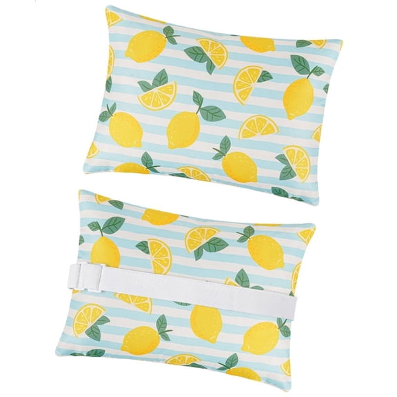 Giaone Pack of 2 Outdoor Lounge Chair Head Pillow with Waterproof Cover Elastic Strap
