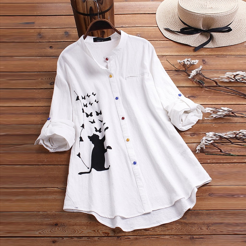 Women Casual Cat Print Long Sleeve 