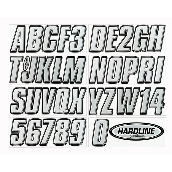 Hardline Products - SIBLK800 Série 800 Correspondant à l'Usine 3 Pouces Bateau & PWC Numéro d'Enregistrement Kit, Argent/noir