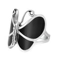 thumbnail image 5 of Captivating Butterfly Motif Black Onyx Statement Sterling Silver Ring-9, 5 of 5