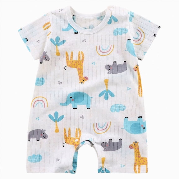 NIEWTR Baby Sleep Romper Short Sleeve Unisex Jumpsuit Toddler Newborn Breathable Soft One-Piece Pajamas Bedtime Sleeper Cute Nightwear(A-Sky Blue,6-12 Months)