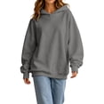 thumbnail image 5 of Women Oversized Hoodie Long Sleeve Drop Shoulder Pullover Solid Color Loose Fit Casual Hooded Sweatshirt, 5 of 9