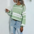 thumbnail image 5 of JINMGG 2024 Fall Winter Plus Size Sweaters for Women Clearance,Women's Vintage Knit Short-cut Pullover with Stripe Round Neck Sweater, 5 of 9