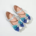thumbnail image 5 of LNMQLPDBS Toddler Girl Dress Shoes Gradient Tulle Bowknot Decoration Shining Dance Shoes Adjustable Band Flat Anti-Slip Loafers Shoes Girls Princess Shoes for Wedding Party Blue 2.5 Years, 5 of 6