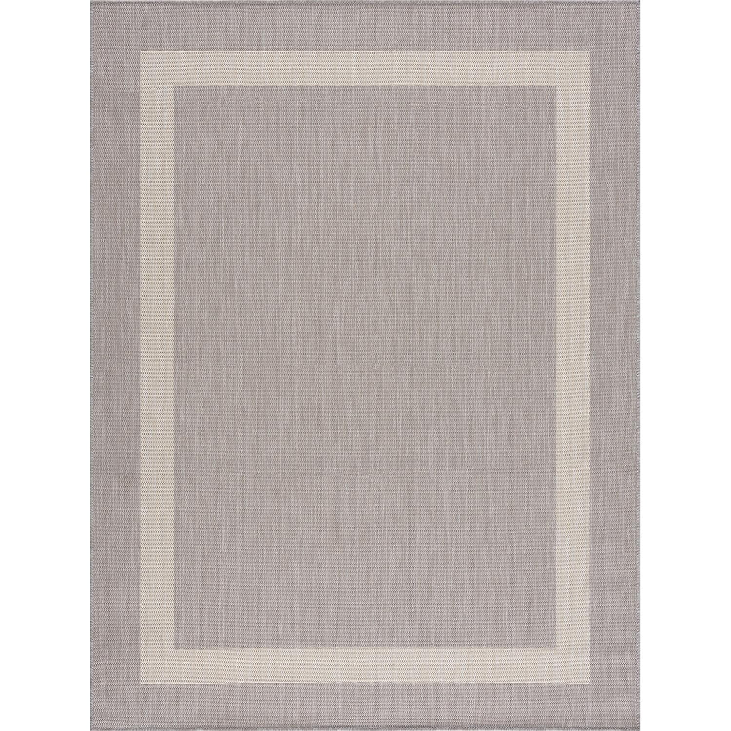 Outdoor Rug 5x7 Modern Outside Rugs For Patios Porches Waterproof Durable Washable Non-shedding  Easy-to-clean Indoor Area Carpet (5 X 7 Bordered - Gray/white)