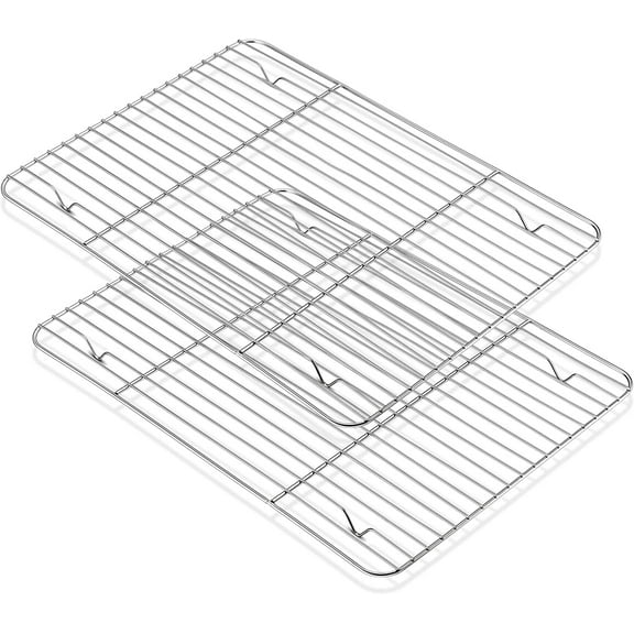 Cooling Rack Set of 2, Stainless Steel Thick Wire Rack for Baking Roasting Drying, Grilling 9.7" x 7.5" Size Oven Tray Rack for Cake/Cookie/Meat, Heavy Duty & Dishwasher Safe