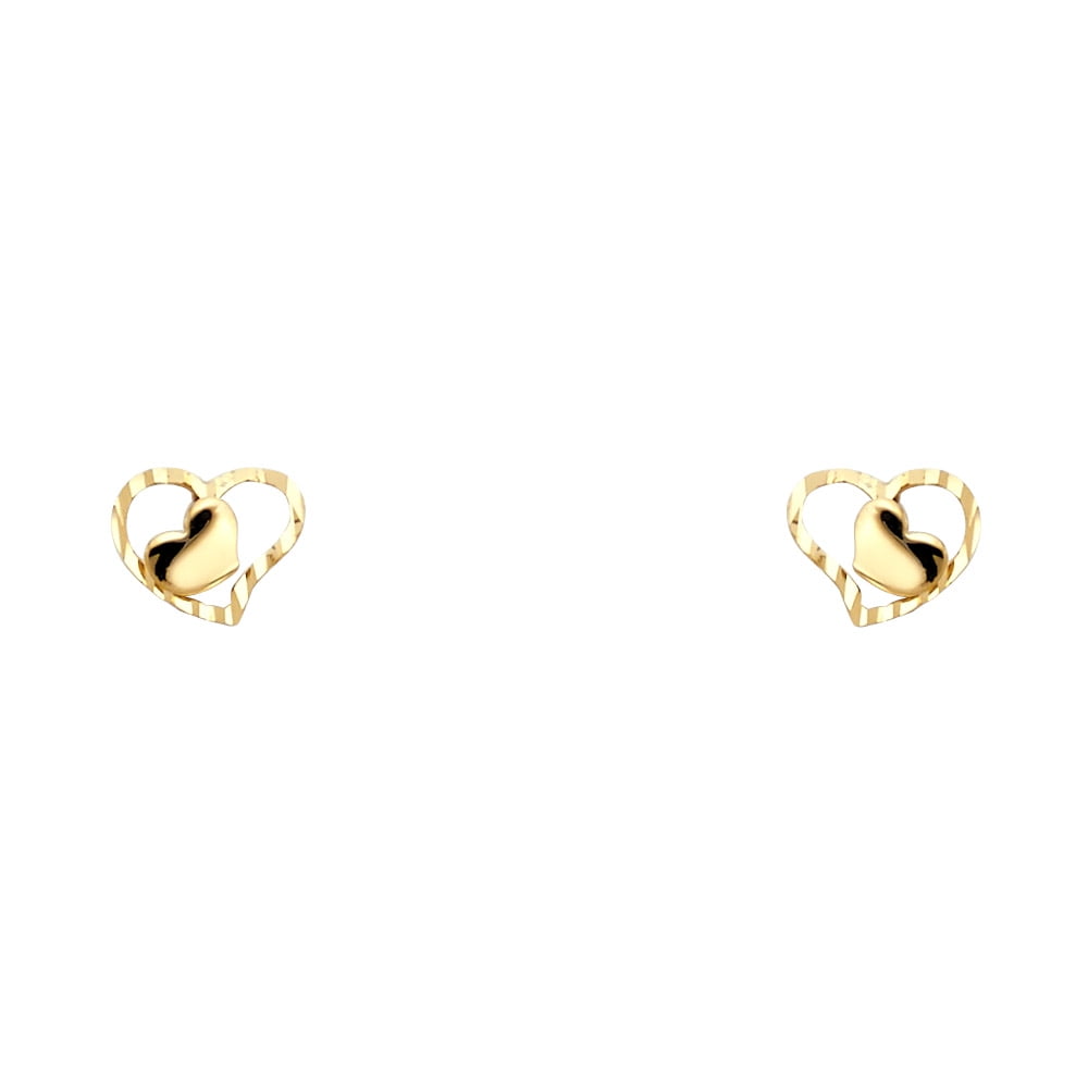 Ioka 14K Yellow Gold CZ Flower Screw Back Stud Earrings
