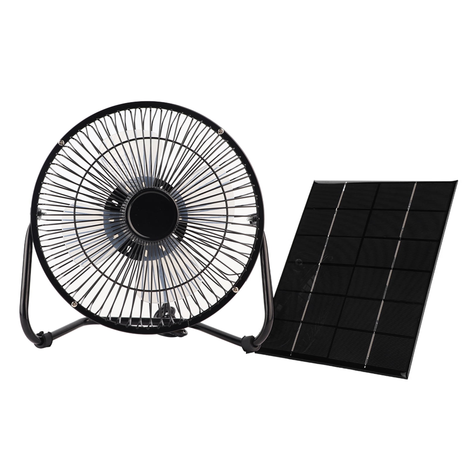 Black Solar Panel Powered/USB Iron Fan Outdoor Traveling Fishing Home Office Camping Car Cooling Fan 4/6/8Inch 3W/5W-in Heating