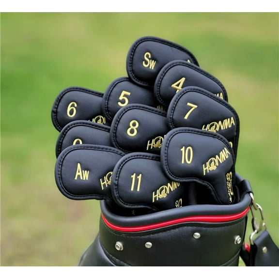 [MAGNETIC] Honma Iron Head Cover 10Pcs 4-11, AW, SW (Black & Gold)