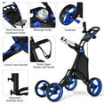 thumbnail image 5 of Goplus Folding 4 Wheels Golf Push Cart W/Bag Scoreboard Adjustable Handle Blue, 5 of 12