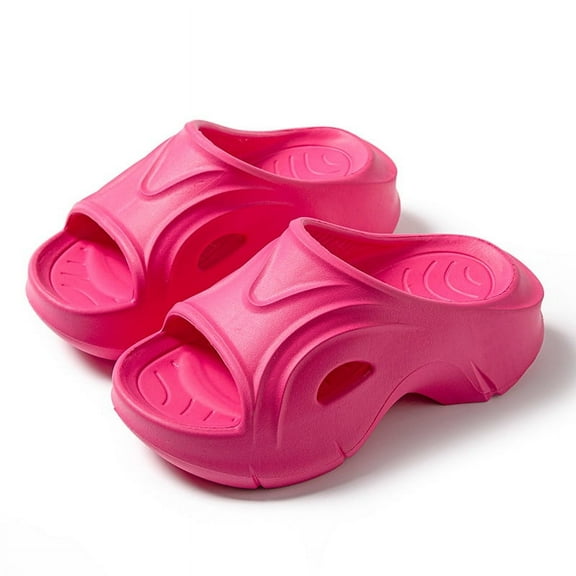 Nvzi-a Pillow Slippers for Women and Men Non Slip Quick Drying Shower Slides Bathroom Sandals ，Ultra Cushion ，Thick Sole（Size：36-37，Rose）