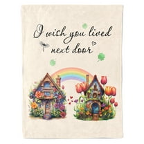 HiiKaa Unique Birthday Gifts for Best Friend,Wish You Lived Next Door Blanket,Bestie Coworkers BFF Friendship Gift for Women Soft Throw 50" x 60" Beige