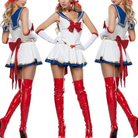 Sexy Lady White Moon Mars Sailor Moon Mercury Cartoon Costume Cosplay Movie Girl Dress Halloween