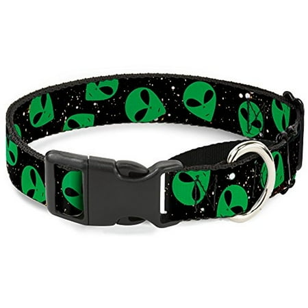 Wide Martingale Collar - Buckle-Down Aliens Head Scattered Galaxy2 Green Black Martingale Dog Collar