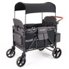 Cochildor Collapsible Wagon Stroller for 4 Kids, with Canopy, 5-Point Harness, Adjustable Handlebars, Removable Seat for Toddlers, Green