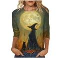 thumbnail image 3 of AGWOLF Halloween Shirts for Women Plus Size Witches Gather T-Shirt Fall Casual Holiday Tee Witch Graphic Short Sleeve Vintage Salem Top Brown XXXL, 3 of 6