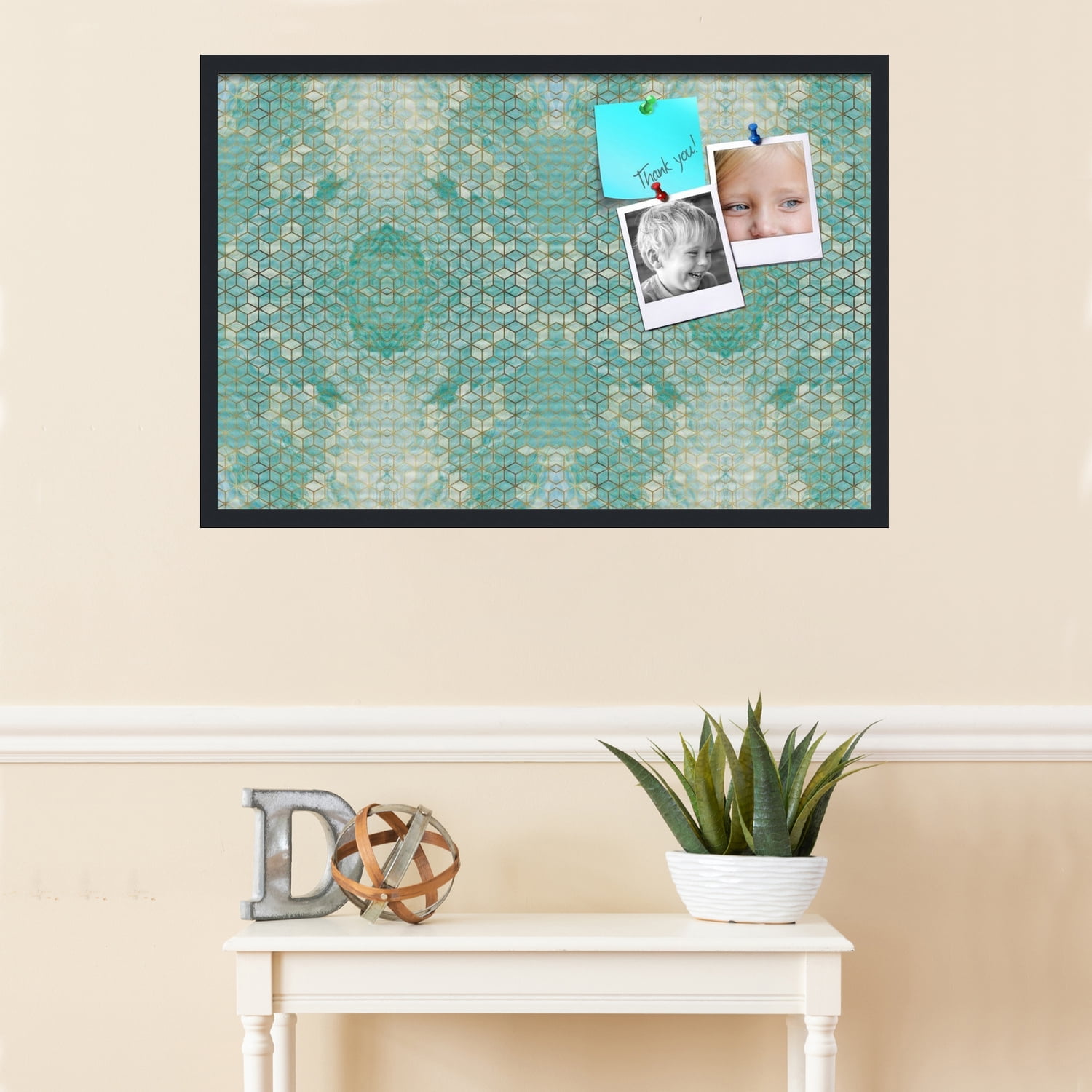 PinPix 36x24 Custom Cork Bulletin Board Aqua Poster Board Has a Fabric Style Canvas Finish, Framed in Aqua, by ArtToFrames (PinPix-1881)