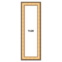 7x28 Frame Gold Plein Aire Solid Wood Picture Frame Width 2 Inches | Interior Frame Depth 0.5
