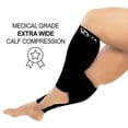 thumbnail image 3 of Sleeve XXL Wide Plus Size Calf Compression, Soothing Comfy Gradient Support, Prevents Swelling, Pain, Edema, DVT, Large Cuffs, Stretch to 26 Inches, Unisex, for Nurses, Seniors, Flights (Black), 3 of 5