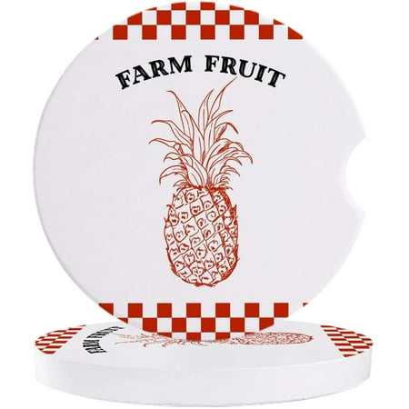 

KXMDXA Farm Fruit Pineapple Lattice Set of 6 Car Coaster for Drinks Absorbent Ceramic Stone Coasters Cup Mat with Cork Base for Home Kitchen Room Coffee Table Bar Decor