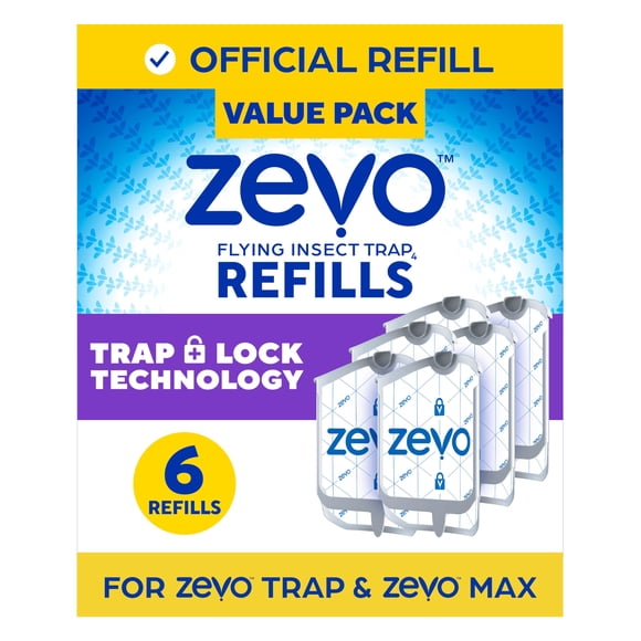 Recargas para Trampa de Insectos Voladores Zevo Paquete de 6 con Tecnología Trap+Lock