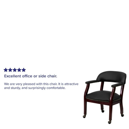 Flash Furniture Diamond Black LeatherSoft Conference Chair with Accent Nail Trim and Casters