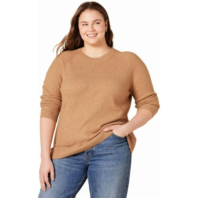 walmart Essentials Chandail à Col Rond à Manches Longues pour Femmes, Coupe Classique, Toucher Doux
