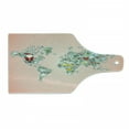 thumbnail image 1 of Christmas Cutting Board, World Map on Radiant Background with Xmas Themed Minimal Ornaments and Santa, Decorative Tempered Glass Cutting and Serving Board, in 3 Sizes, by Ambesonne, 1 of 2