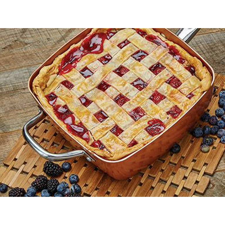  BulbHead Red Copper Square Pan 5 Piece Set by BulbHead, 10-Inch  Pan, Glass Lid, Fry Basket, & More: Home & Kitchen