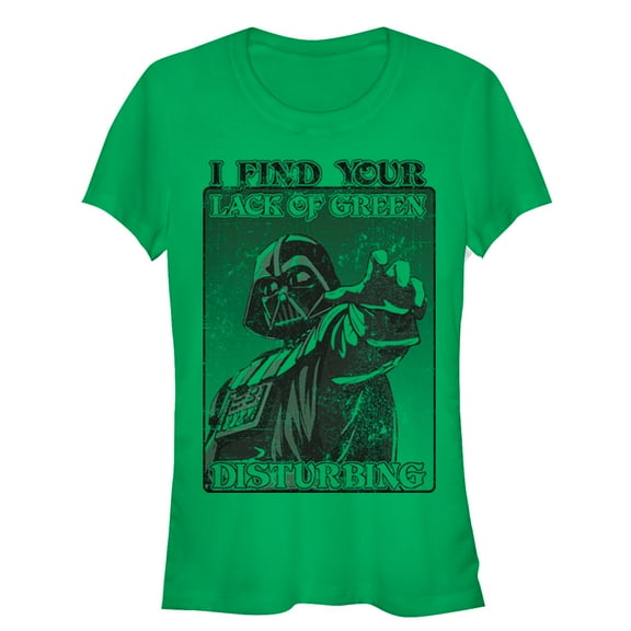 Junior's Star Wars Darth Vader Lack of Green Disturbing Graphic Tee Kelly Green Medium