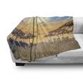 thumbnail image 3 of Summer Soft Flannel Fleece Throw Blanket, Sandy Beach with Vivid Sunrise Paradise Relaxation Tropical Holiday Place Picture, Cozy Plush for Indoor and Outdoor Use, 70" x 90", Tan Blue, by Ambesonne, 3 of 6