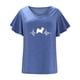 thumbnail image 4 of Camiseta informal para mujer, blusa estampada con volantes, manga corta, cuello en V, Tops Fridja  ghk6975, 4 of 8