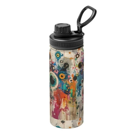 

Goofa Abstract Colorful Dripping Circles Print 18oz Sports Insulated Kettle With Straw Water Bottle Sports Water Bottle For Running Hiking Cycling Climbing Mans Womans