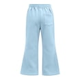 thumbnail image 4 of Girls Drawstring Elastic Waist Wide Leg Sweatpants, Solid Color Soft Stretch Kids Bell Bottom Jogger Trousers for Spring Autumn Daily Casual School Wear(Light Blue,7-8 Years), 4 of 4