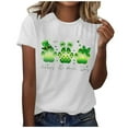 thumbnail image 2 of Xuyuer St. Patrick's Day Women Shamrock Clover Graphic Casual T-Shirt Short Sleeve Fashionable Tee Pullover Tops Shamrock Tee Round Neck T-Shirt Irish Tops, 2 of 5