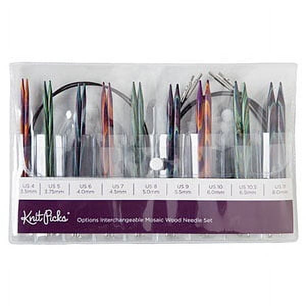 Knit Picks Wooden Interchangeable Knitting Needle Set - Size 4-11 - Mosaic