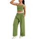 thumbnail image 4 of Conjunto de chándal para mujer ATHLECHIC, con tirantes de espagueti, top corto y pantalones rectos, color verde M, 4 of 5