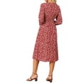 thumbnail image 3 of INSPIRE CHIC Women's Fall Dresses Long Sleeve V Neck Floral Boho Flowy Midi Dress S Red, 3 of 6